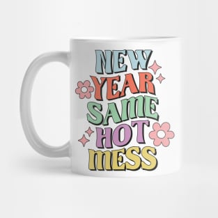 New Year Same Hot Mess Groovy Retro Pastel New Year Gift Mug